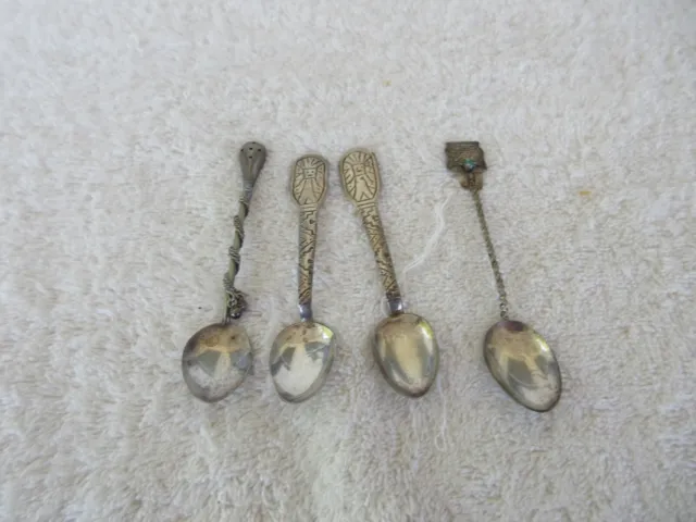 Vintage~ Set Of 4 ~900% Silver Southwestern Design Spoons~~34 Grams!!