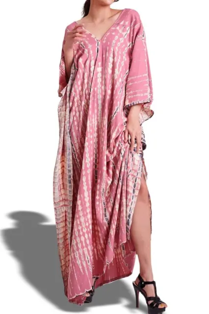Baby Pink_ Shibori Tie and Dye -Caftan-Maxi-Kaftan for Women Lounge-dress