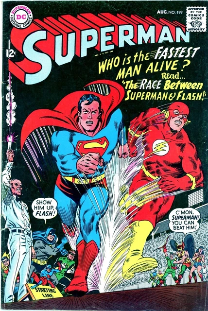 Superman #199 (1967) KEY! 1st Superman vs. Flash Race DC Comics Key Book-NICE!