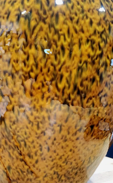 Vintage Huge Orange Mottled Tortoise Glaze Chinese Ginger Jar Type Table Lamp 5