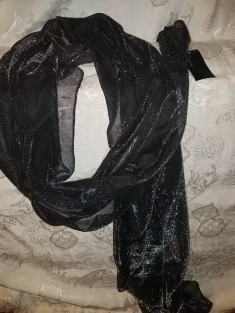 NWT,CEJON Black      Silver Shimmery Sparkling Metalic 72"X29" Wrap Shawl Scarf