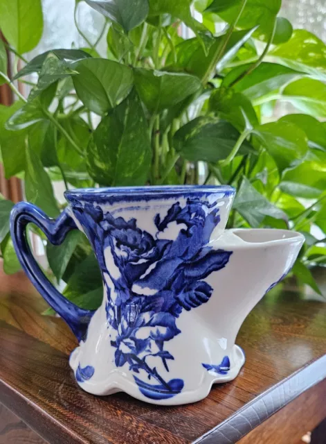 Antique Shaving Mug Flow Blue Floris Ironstone England Staffordshire