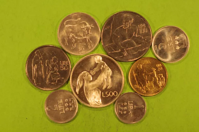 2 Set 1, 2, 5, 10, 20, 50 100, 500 Lire Argento 1972 + 1973 unc