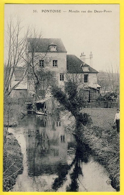 cpa PONTOISE (Val d'Oise) MOULIN Rue des DEUX PONTS La Viosne Lavoir Lavandières