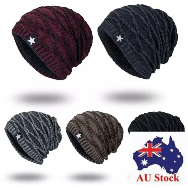 Men Thermal Slouchy Ski Cap Knitted Hat Skull Cap Men's Beanie Winter Warm Hat