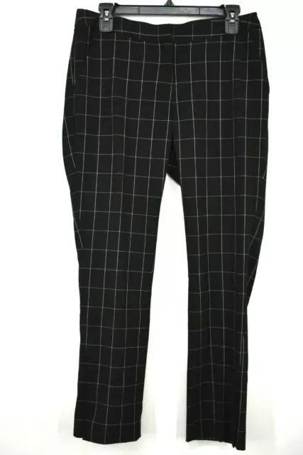 Amanda & Chelsea Womens Windowpane Print Straight Crop Pants Welt Pockets 6 $98