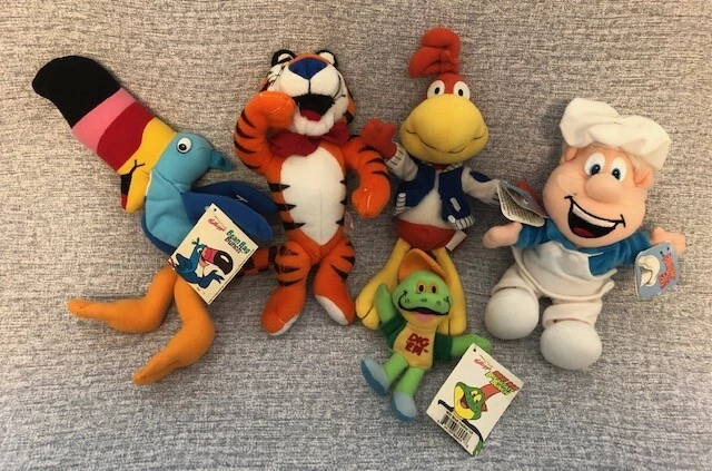 1998 Breakfast Bunch Pals Babies TOUCAN SAM Wendell SONNY CUCKOO BIRD Plush LOT