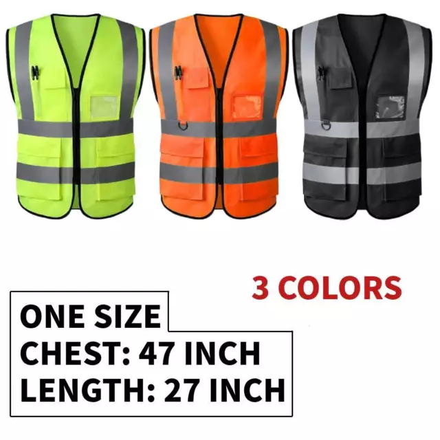 High Visibility Safety Vest With Pockets Reflective