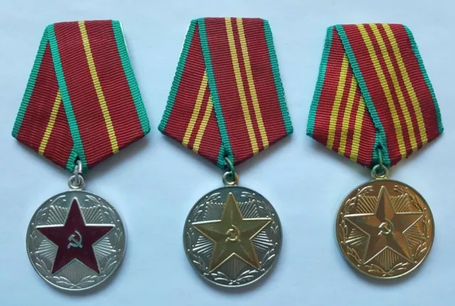 USSR Soviet Russian Army 10 15 20 Years Excellent Service Order 3x Medal Set