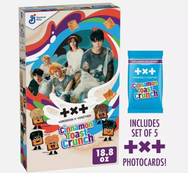 TXT K-POP Cinnamon Toast Crunch Cereal Collectible W/ Photo Cards Ready To Ship