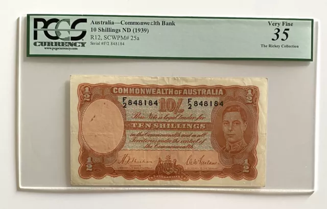 Australia 10 Shillings ND (1939) R12, SCWPM # 25a PCGS 35 Very Fine Banknote