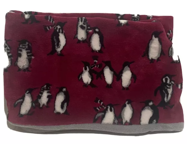Vera Bradley Fleece Loop Scarf Infinity Super Soft Playful Penguins Cabernet