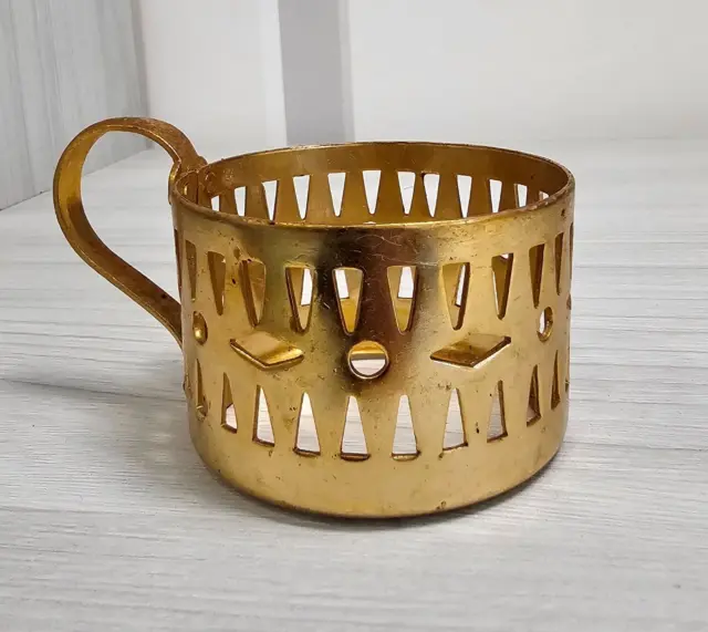 vintage Rare Soviétique Cup Holder Aluminium Podstakannik URSS Café Tea Cup...