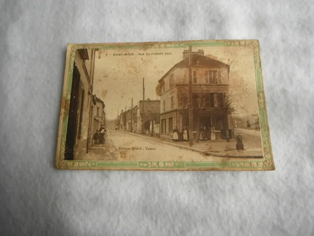 CPA postcard Saint-Maur / Rue du Chemin Vert _ Animation Tabacs 1914