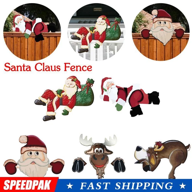 Santa Claus Fence Decoration Closure Stockade Wall Courtyard Garden K1V8