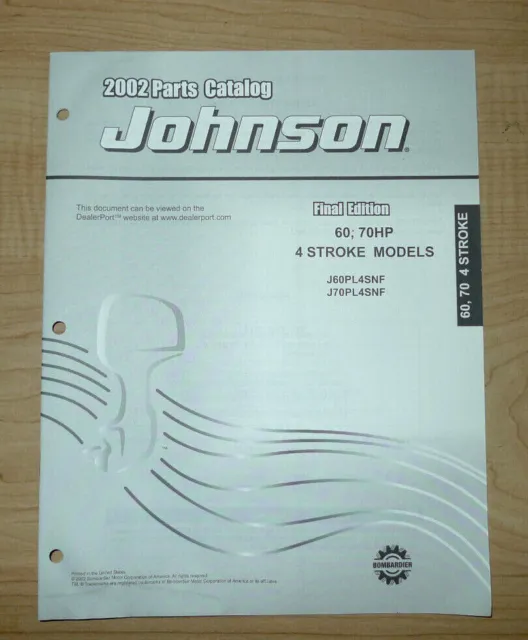 Johnson Outboard  2002 Parts Catalog  60, 70 HP 4 Stroke Models Final Edition