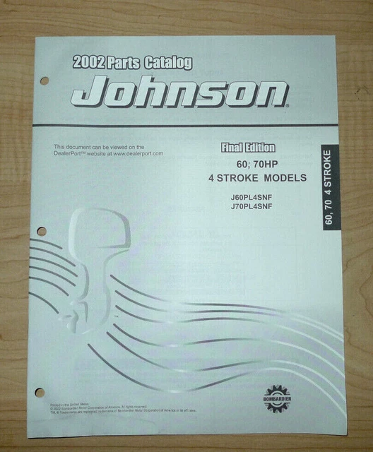 Johnson Outboard  2002 Parts Catalog  60, 70 HP 4 Stroke Models Final Edition
