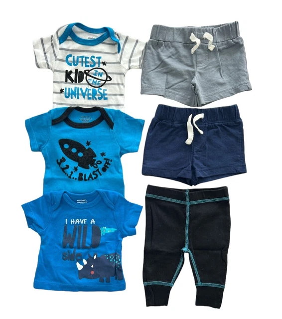 Gerber Newborn Cute Short-Sleeve Onesie Bodysuits Pant & Shorts Set 6 Pcs