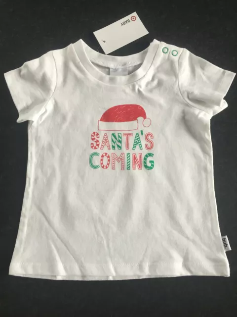 BNWT Baby Boys or Girls 000 Cute Target Santa Christmas Short Sleeve T Shirt