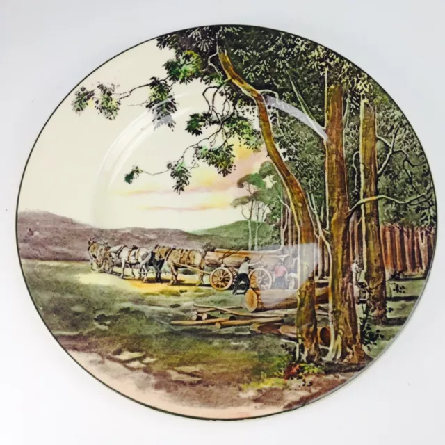 ROYAL DOULTON SERIES WARE PLATE "TIMBER WAGON " c1930's D6307 Excellent