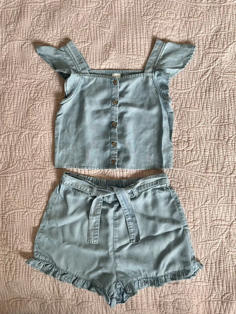 Girls Next Denim Frill Top & Shorts Set Outfit  10 Years