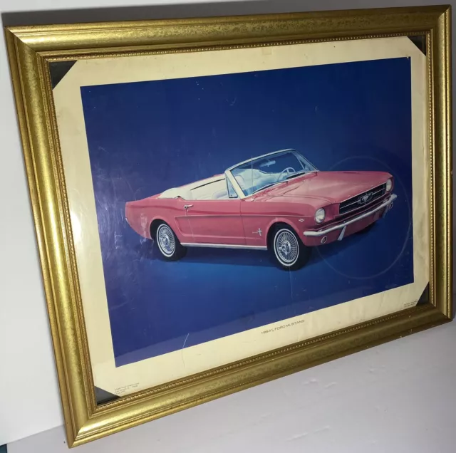 Vintage Framed And Matted Red Ford Mustang 1964 1/2 Art Print Picture Auto