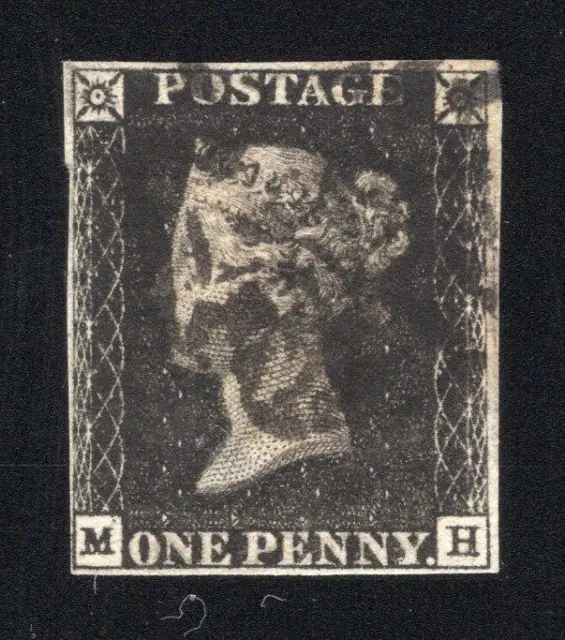 Great Britain 1840 1d Black Penny-Sc# 1   (ref# 239271)