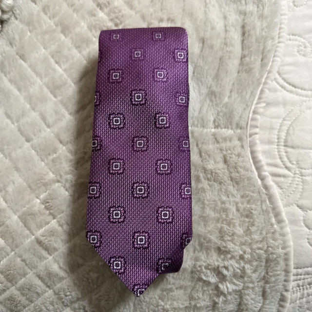 David Donahue Men's Purple 100% Silk Tie NEW