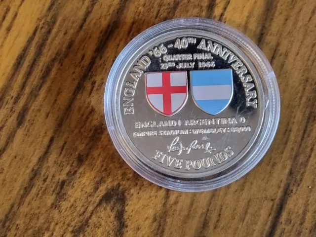 2006 Gibraltar silver proof Five Pounds £5 Coin 28g 1966 World Cup Quarter Final