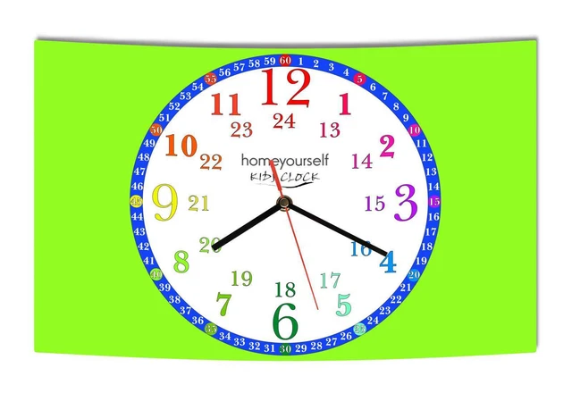 LAUTLOSE Wanduhr Kinder Lernuhr Junge grün zur Einschulung Uhr modern Dekoschild