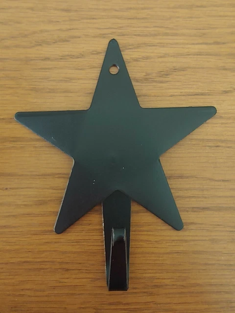 Amish forged black wrought iron Large star hook w mounting screw - durable metal 3