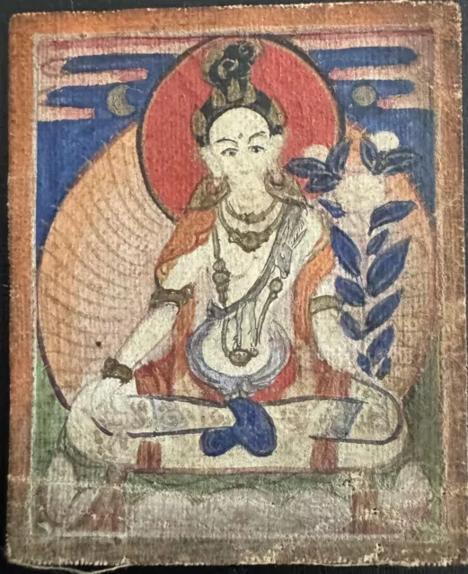 Old Mongolian Tibetan Buddhist Small Thangka Painting