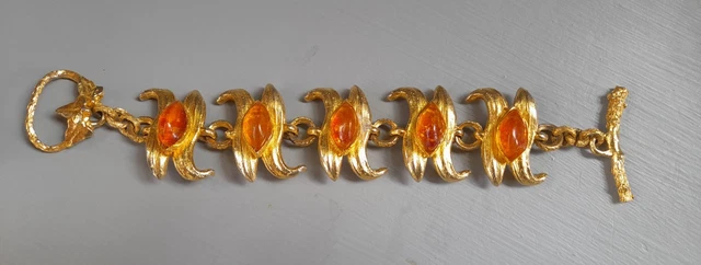 Bracelet En Bronze Signé MICHEL BUFFET - Motif Soleil Rayonant - Vintage - Occasion