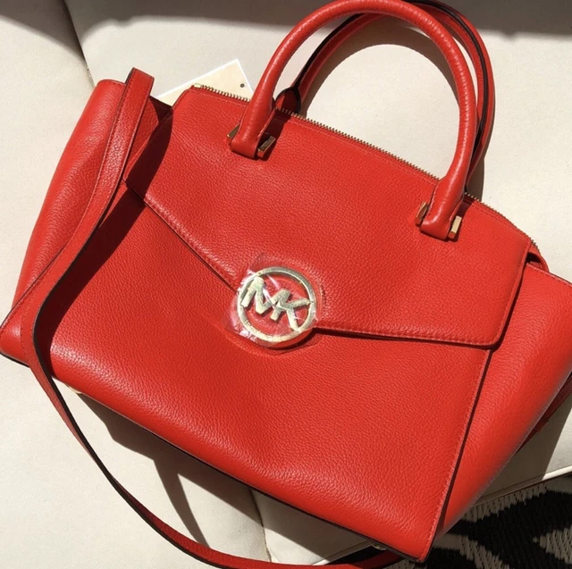 NWT Michael Kors Hudson Satchel Tote Top Handle Bag Mandarin Orange