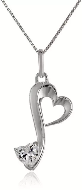 Sterling Silver Cubic Zirconia Double Heart Pendant Necklace, 18"