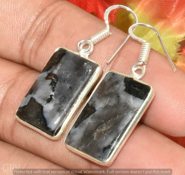 Gabru Jasper Gemstone Dangle Earring 925 Sterling Silver Plated E002-B125