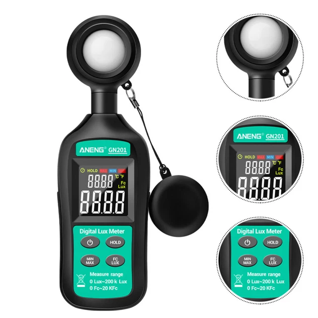 Illuminometro Plastica Misuratore di Luce Foto Sensore di Illuminazione Black
