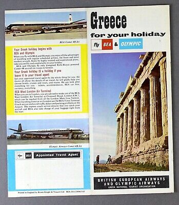 Bea British European Airways & Olympic Greece Airline Brochure Comet 4B 1963