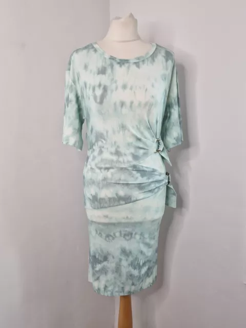 Roberto Cavalli Blue Dress 38 UK 10 Tie Dye Gathered Stretch Jersey