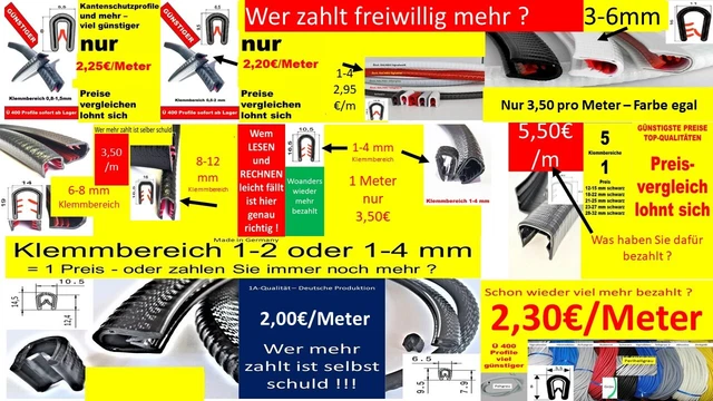 1m Auto Kantenschutz Kantenschutzprofil Keder Band Klemm Profil Gummi