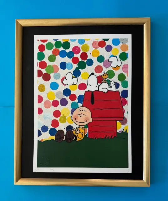 DEATH NYC Hand Signed LARGE Print COA Framed 16x20in Snoopy Charlie Schulz @