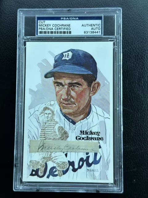 MICKEY COCHRANE PSA/DNA Signed Perez Steele Cut Authentic Autograph HOF