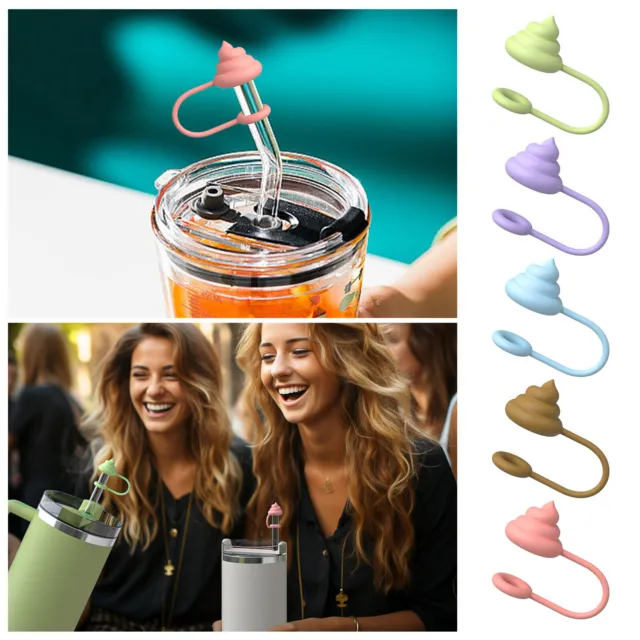 Silicone Straw Tips Cover Cute Silicone Reusable Drinking Straw Tips Lids Proof