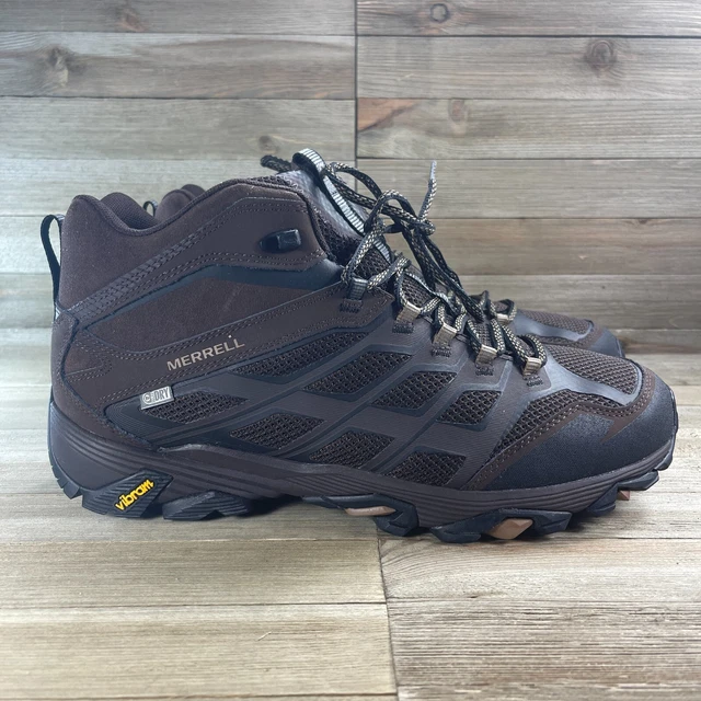 Merrell Mens Sz 13 Moab FST MID Waterproof Hiking Shoes Boots Vibram Brown Wide