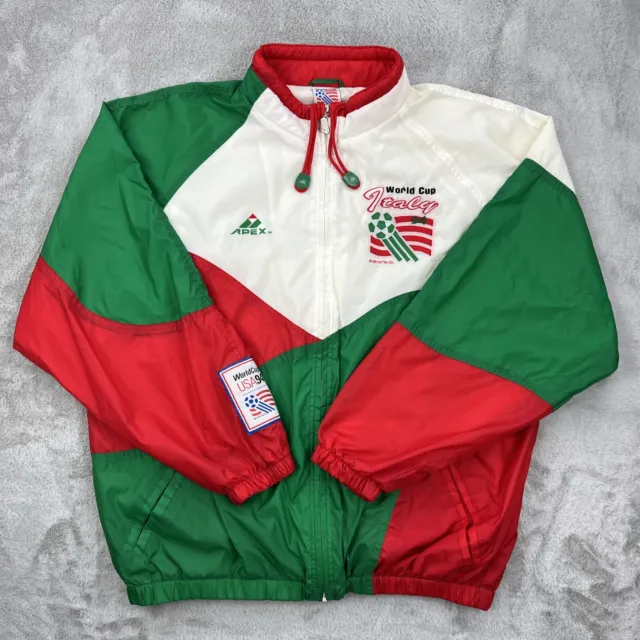 Vtg Italy World Cup Jacket Mens XL Apex One 90s Hip Hop Windbreaker Colorblock