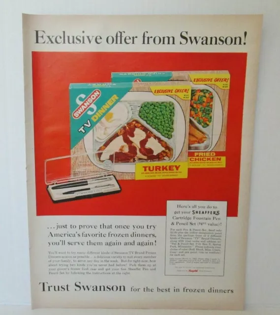SWANSON TV DINNER 1960's 10.5" X 13.5" Magazine Ad LM6