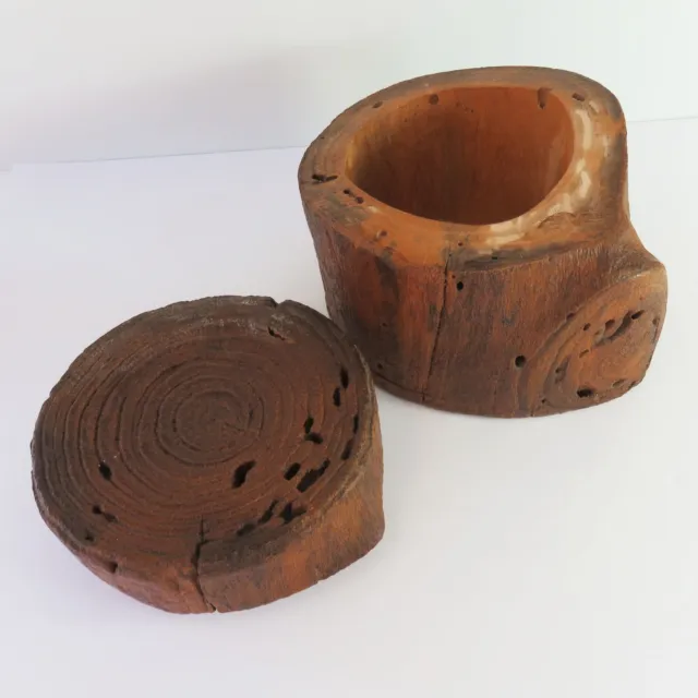 Vintage Hand Carved Wooden Trinket Jewellery/Storage Box Container Log