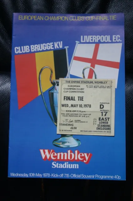 Club Brugge v Liverpool 1978 European Cup Final Programme and Ticket