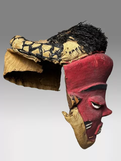 African Hand-Carved Authentic Pende Mask (Congo) Red Pigment 3