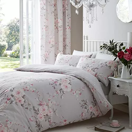 Catherine Lansfield Bedding Canterbury Floral Single Duvet Cover Set with